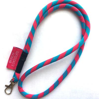 China High Quality 2 Color Polyester 8MM Elastic Woven Rope Lanyard With Jacquard Label For Promotional Gift for sale