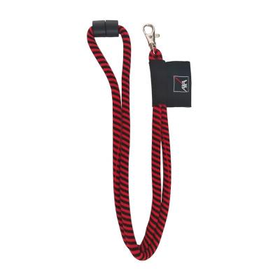 China Promotional Gift 7MM Round Two Color Safety Woven Rope Lanyard With Detached Buckle for sale