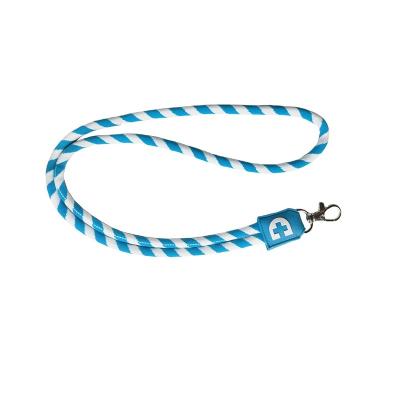 China Promotional Gift Europe Best-selling 7MM Round Jacquard Rope Lanyard With 3D Silicone Label for sale