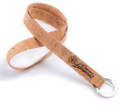 China Enclosed Eco - Friendly Custom Wc Holder Cork Lanyard With Carabiner for sale