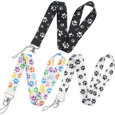 China Cute Dog Paw Lanyard Wholesale Custom Polyester Cartoon Lanyards With Logo Phone Card Neck Strap Accessories for sale