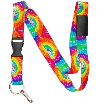 China Polyester Tie Dye Print Lanyard Key Chain Id Badge Holder for sale