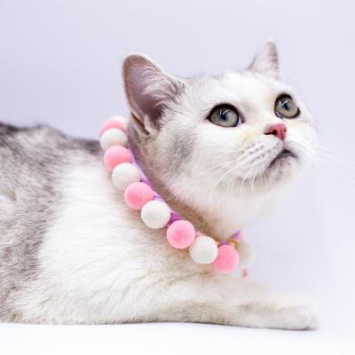 China INS Cute Hot Selling Amazon DIY Cat Woven Collar Padded With Pom Ball for sale