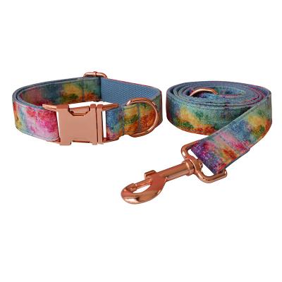 China Funny Stocked Link Dye Dog Collar Dog Leash Set For Small Medium Large Dogs for sale