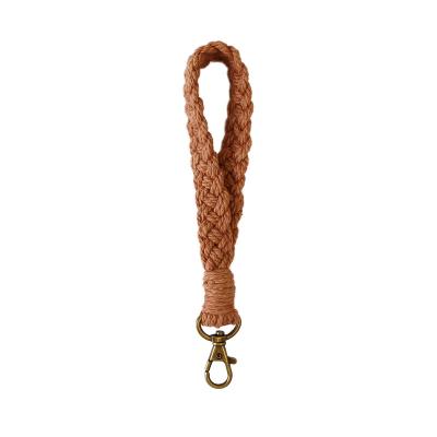 China Handmade Macrame Pendant Luxury Small Gift Car Key Chain Bracelet Cotton Key Chain Bracelet for sale