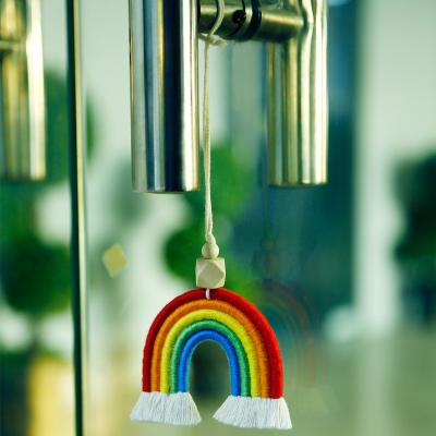 China Small Personalized Gift Car Rainbow Macrame Key Chain Pendant Keychain with Multiple Color for sale