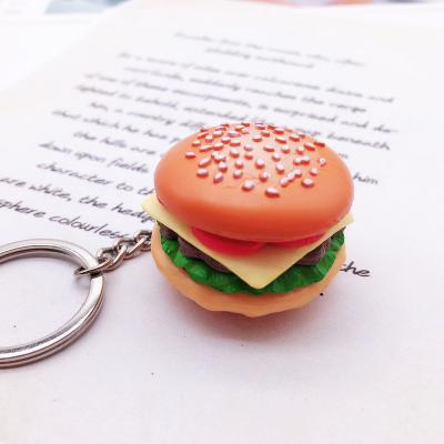 China Hamburger Pendant Creative Series Food Keychain Small Car Gift Accessories Mobile Phone Car Pendant Bag Key Chain Handcrafted Gift Promotion for sale