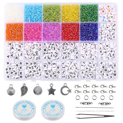 China Durable 24 Expandable Lattice Glass Bead Combination Letter Bead Set Box DIY Bracelet Wholesale for sale