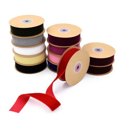 China 5Yards 25mm Sustainable Good Quality Luxury Single Sided Velvet Ribbon for sale