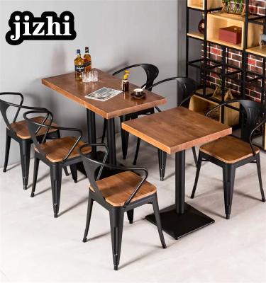 China Modern Restaurant Fast Food Bar Dining Furniture Vintage Bistro Tables And Stackable Chairs Sets for sale