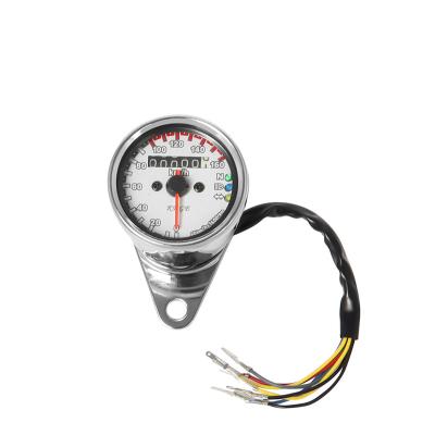 China Universal Silver Dual LED Motorcycle Odometer Dual Motorcycle Stainless Steel LED Odometer Miles Speedometer Gauge 12V Suitable for Motorcycle for sale