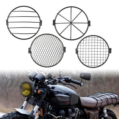 China Universal Retro Metal Motorcycle Vintage Grill Light Lamp Cover Headlight Protector For Harley Ducati Chopper Yamaha Cafe 4.8 Runner for sale