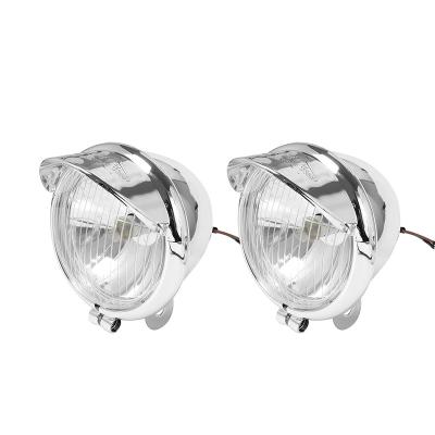 China Motorcycle Chrome Steel Base Bulb Passing Spot Fog Lights Front Headlight For Harley Suzuki Motorcycle Fog Lights Headlight Lamp for sale