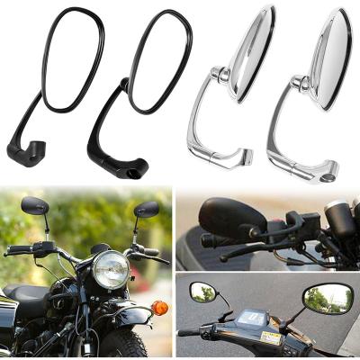 China ABS Plastic Aluminum Mirror Housing Rod Motorcycle Rearview Side Mirror With 8/10mm Screws Universal Round Retro Motorcycle Cafe Racer Modified Rear View Mirrors for sale