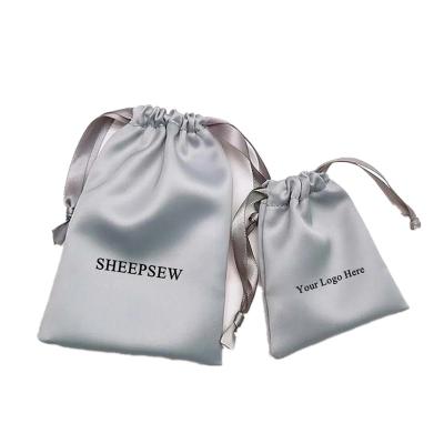 China Luxury SheepSew Logo Small Packaging Pouch Custom Gift Bags Luxury Satin Jewelry Drawstring Pouch for sale