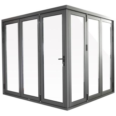 China Exterior Modern Bi Fold Doors Manufacturer Shanghai Aluminum Bi Folding Patio Door With Double Low E Glass for sale