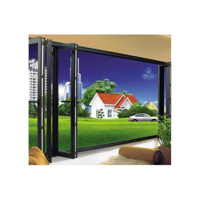 China Aluminum Glass Screen Patio Folding Exterior Bifold Doors Double Glazing Aluminum Bi Folding Door For Shop for sale