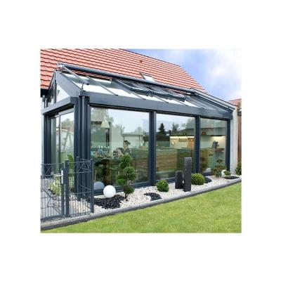 China Modern Modern Outdoor Aluminum Double Sunrooms Tempered Glass Prefab Balcony House Prefab Garden Room for sale