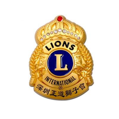 China Europe 2018 Lions 3D Clubs Lion Lapel International Custom Pin With Diamonds for sale