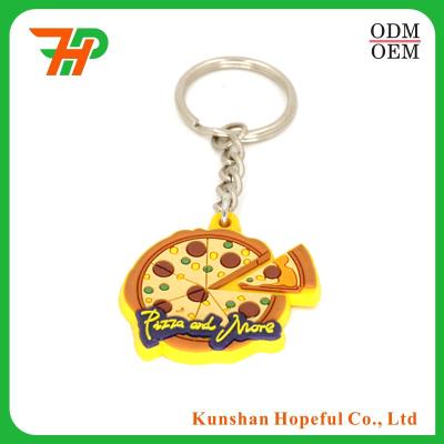 China Custom Rubber Key Chains , Key Chain Type Promotional Pizza Key Chain for sale