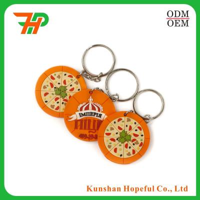 China PVC Rubber Custom Cute Plastic Pizza Food Key Chain for sale