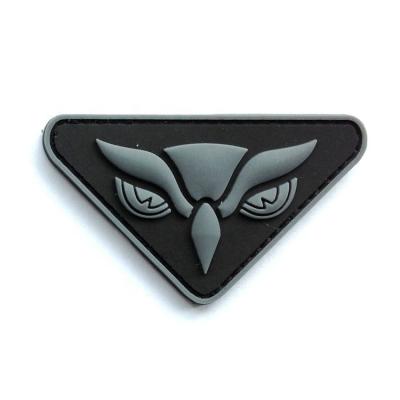 China high quality cheap pvc 3d pvc apparel owl head patch custom made pvc patch for sale