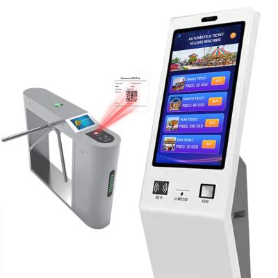 China Amusements industry solution provider functions self-service printing ticket cash acceptor full payment ticketing kiosk in zoo park lobby for sale