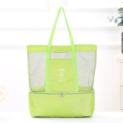 China Fashion Amiqi Picnic Insulated Large Cooler Mesh Pack Tote Beach Bag Custom Jumbo Insulated Bag With Cooler Compartment for sale