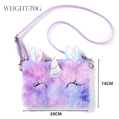 China Amiqi Anti-theft Children's Shoulder Bag Messenger Bag Little Girls Wallet Unicorn Plush Purse Mobile Phone for sale