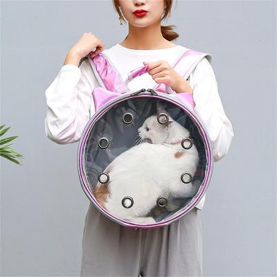 China Amiqi Design Breathable Transparent Breathable Pet Space Bag Pet Carrier Travel Bag Capsule Pet Backpack cw2022 for sale