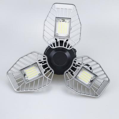 China 50W LED E27 Warehouse Bulb Ceiling Mount Workshop Lamp 3 Panel Deformable Triple Garage Light for sale