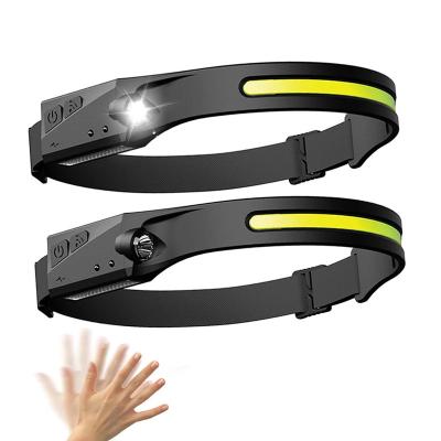 China 230 COB 5 Wide Modes Headlight Motion Sensor Headlight Beam LED Camping Rechargeable Head Lamps 2 Wide COB 5 Modes for sale