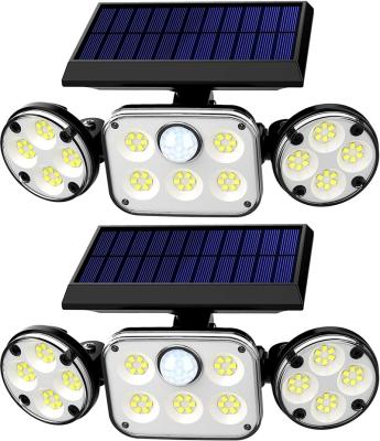 China Outdoor Solar Garden 3 Heads Motion Lights Solar Flood Lights with 78 LED Motion Sensor Security Adjustable Solar Lights for sale