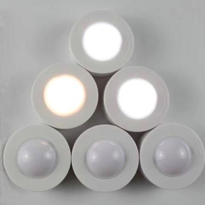 China Hot Sale Modern Radio Under Cabinet Light RGB LED Puck Light Stick On Wall Mini Round Remote Light for sale