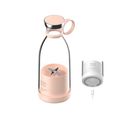 China Portabler Wiederaufladbarer USB-Blender Saftsauger 350 ml 4 Klingen Pink Mini Electric für Reisen zu verkaufen