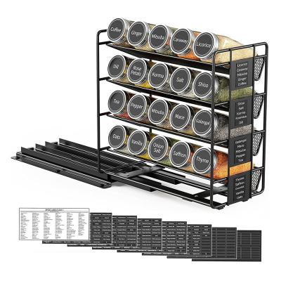 China 25.6*13*26cm Black Kitchen Sliding Rail Spice Rack Multi-Layer Storage Iron Organizer for sale