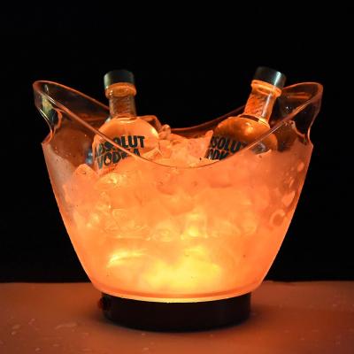 China Ice Buckets Tongs Type Large Plastic Beer Container with Handles and LED Lighting for sale