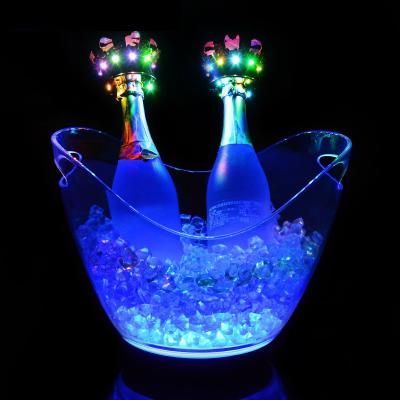 China Party Club Hotel Acrylic Plastic Drinks Container Custom Logo Led Acrylic Ice Bucket for sale