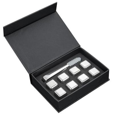 Chine Design Whiskey Ice Stone Sets 8 PCS cubes en acier inoxydable avec Tong et boîte cadeau EVA à vendre