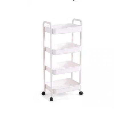 China Non-folding 360 Degree Rotating Storage Rack with Wheels Kitchen Vegetable Plastic Shelf for sale