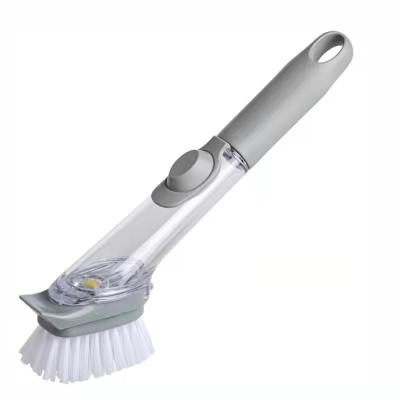 China Kitchen Tools Cleaning Brushes 2 in 1 Dish Washing Brush with Long Handle and Sponge for sale