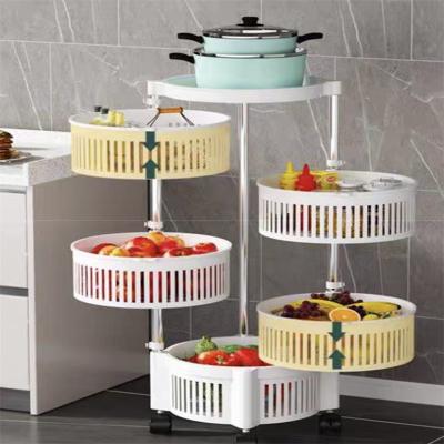 China Multifunctional Design PP Material Metal Rotating Kitchen Shelf Rack for Home Storage for sale