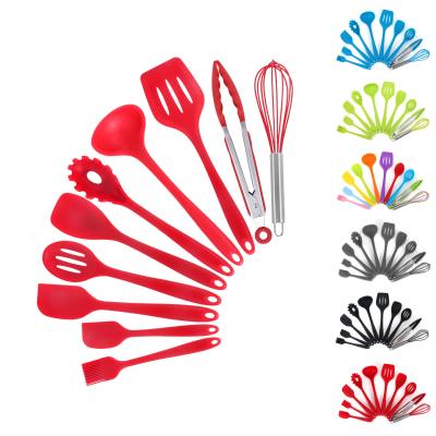 China Green Silicone Support for High Temperature Cooking in Nonstick 10 Pcs Kitchen Utensil Set for sale