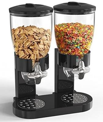 China Double-ended Upright Plastic Food Jars 2L Double Cup Cereal Dispenser Dry Food Dispenser for sale