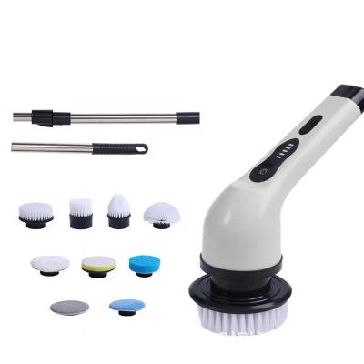 China Electric Cleaning Brush 7 Replaceable Brush Heads Adjustable Handle Cordless Spin Scrubber for sale