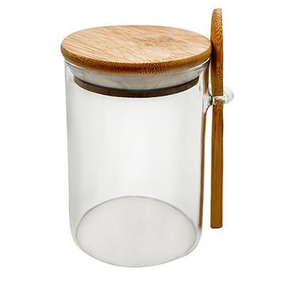 China Clear Glass Rack Food Storage Container with Functional Design and Round Bamboo Lid for sale