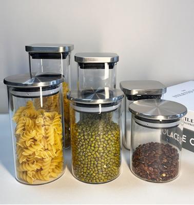 China Stainless Steel Lid Glass Jar for Storing Dried Fruits Snacks and More in the Kitchen for sale