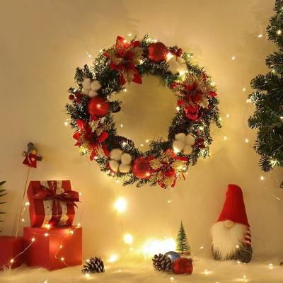 China Plush Cloth and Plastic Christmas Pinecone Wreath for Outdoor Christmas Decorations for sale