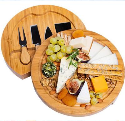 China Sustainable Bamboo Cheese Board and Utensils Set for Cheese Plate Charcuterie Platter for sale