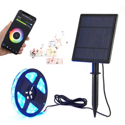 China LANDSCAPE New Arrival Outdoor Waterproof PC IP65 Smart Control RGB Dimmable LED Solar Strip Lihgt for sale